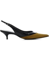 Proenza Schouler - Slash Leather And Satin Slingback Pumps - Lyst