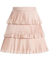 Valentino Garavani - Tiered Pleated Silk Mini Skirt - Lyst
