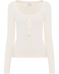 Chloé - Cotton Jersey Ribbed Henley Top - Lyst