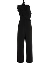 Andrea Iyamah Iman Exclusive Ruffled Stretch-crepe Jumpsuit - Black