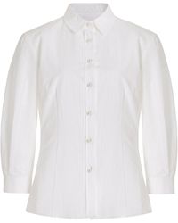 Carolina Herrera - Icon Pearl-buttoned Cotton-blend Shirt - Lyst