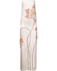 La Fuori - Rosebud-Embroidered Silk Maxi Dress - Lyst