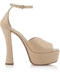 Miu Miu - Crystal-embellished Satin Platform Sandals - Lyst