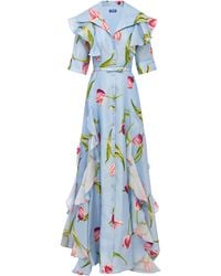 LEO LIN - Isabella-Print Silk Maxi Dress - Lyst