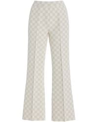 High Sport - Exclusive Kick Checked Stretch-Cotton Knit Cropped Flared Pants - Lyst