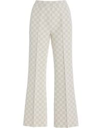 High Sport - Exclusive Kick Checked Stretch-Cotton Knit Cropped Flared Pants - Lyst