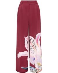 LEO LIN - Elisha Printed Crepe Wide-Leg Pants - Lyst