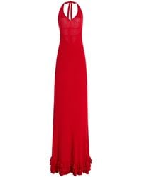 Brandon Maxwell - Exclusive The Brighton Ruffled Cashmere Halter Maxi Dress - Lyst