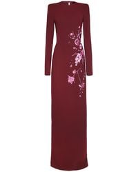 Naeem Khan - Crepe Floral Applique Long Sleeve Column Dress - Lyst