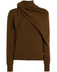 Oscar de la Renta - Scarf-Detailed Cashmere Sweater - Lyst