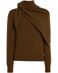 Oscar de la Renta - Scarf-Detailed Cashmere Sweater - Lyst