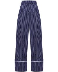 DES_PHEMMES - Oversized Pleated Striped Cotton Wide-leg Pants - Lyst