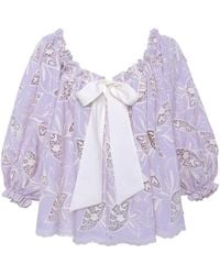 Siedres - Lune Embroidered Poplin Top - Lyst