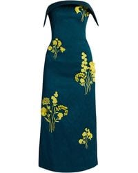 Erdem - Embroidered Floral Satin Midi Dress - Lyst