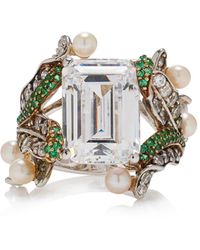 Anabela Chan - Lily 18k Gold, Rhodium Vermeil Emerald, Diamond, And Pearl Ring - Lyst