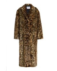 Stand Studio - Marceline Leopard Faux Fur Coat - Lyst