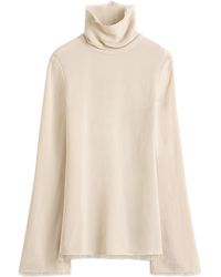 TOTEME - Raw-Hem Crepe Turtleneck Top - Lyst