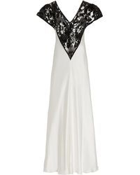 Rodarte Sequined Silk Satin Gown - White