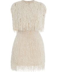 Oscar de la Renta - Embellished Fringed Mesh Mini Dress - Lyst