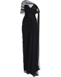Monique Lhuillier - Strapless Draped Gown With Detachable Wrap - Lyst