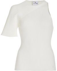 Courreges - Asymmetric Ribbed Knit Top - Lyst