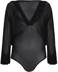 Alaïa - Hooded Knit Bodysuit - Lyst