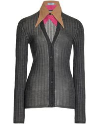 Prada - Collared Knit Silk Cashmere Cardigan - Lyst