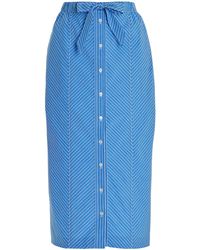 Carolina Herrera - Tie-detailed Cotton Midi Pencil Skirt - Lyst