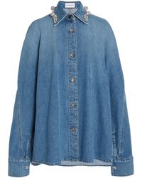 Givenchy - Short Cocoon Embellished Denim Shirt - Lyst