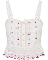 LoveShackFancy - Vietta Cotton Peplum Top - Lyst