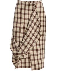 Rohe - Draped Checked Linen Skirt - Lyst