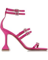 AMINA MUADDI - Robyn Crystal-embellished Patent Leather Sandals - Lyst