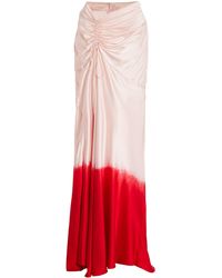 Alejandra Alonso Rojas - Ruched Dip-dyed Satin Maxi Skirt - Lyst