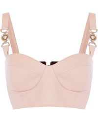 Versace - Cropped Leather Bustier Top - Lyst