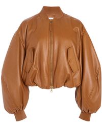 Givenchy - Cropped Leather Cocoon Bomber Jacket - Lyst