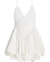 Khaite - Margot Pleated Cotton Mini Dress - Lyst