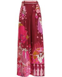 Zimmermann Concert Pleated Printed Silk Wide-leg Trousers - Red
