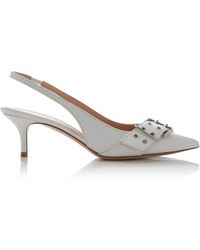 Gianvito Rossi - Vitello Buckle-detailed Leather Slingback Pumps - Lyst