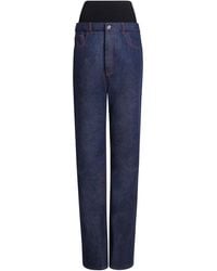 Alaïa - Knit-band Stretch High-rise Straight-leg Jeans - Lyst