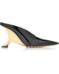 Bottega Veneta - Patent Leather Wedge Mules - Lyst