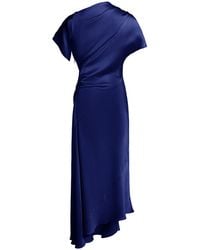 Victoria Beckham - Asymmetrical Ruched Midi Dress - Lyst