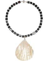 Julietta - Oro Rhodium-Plated Mother Of Pearl Onyx Necklace - Lyst