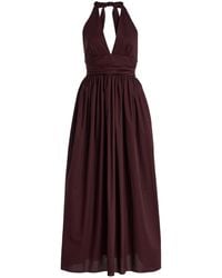 Matteau - Plunge Cotton Maxi Halter Dress - Lyst