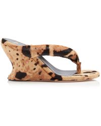Balenciaga - Gaeta Pony Hair Wedge Sandals - Lyst