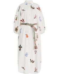 ALÉMAIS - Mina Embroidered Midi Shirt Dress - Lyst