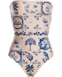 Agua Bendita - Ilusion Printed Strapless One-Piece Bathing Suit - Lyst