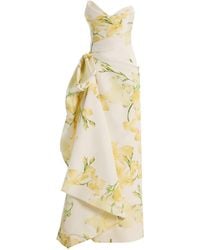 Monique Lhuillier - Strapless Draped Cotton-Blend Bodice Gown - Lyst