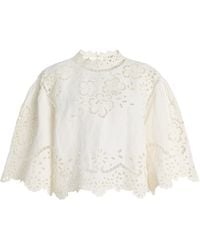 Sea - Lula Embroidered Linen-Blend Top - Lyst
