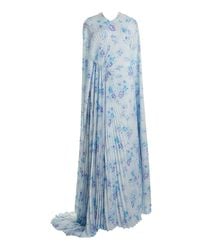 Balenciaga - Floral Plisse Maxi Cape Dress - Lyst