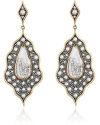 Moritz Glik - 18k Gold, Blackened Silver, Diamond And Sapphire Earrings - Lyst